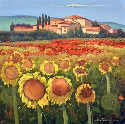 Beatitudine del Girasole by Bruno Tinucci - Original Painting on Stretched Canvas sized 28x28 inches. Available from Whitewall Galleries